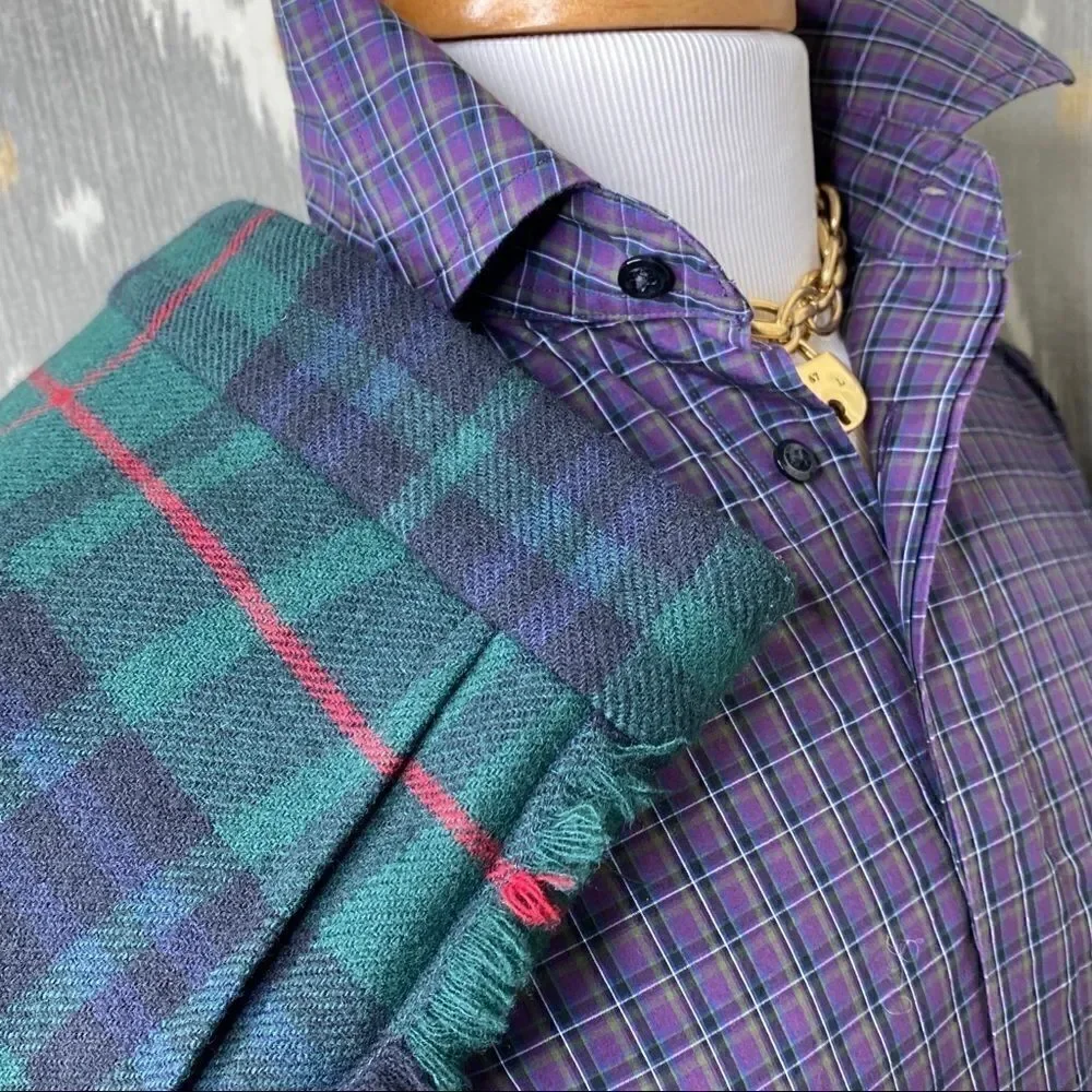 Ralph Lauren Fall ‘12 Green Plaid Fringe Trim Wool Trouser - Picture 7 of 16